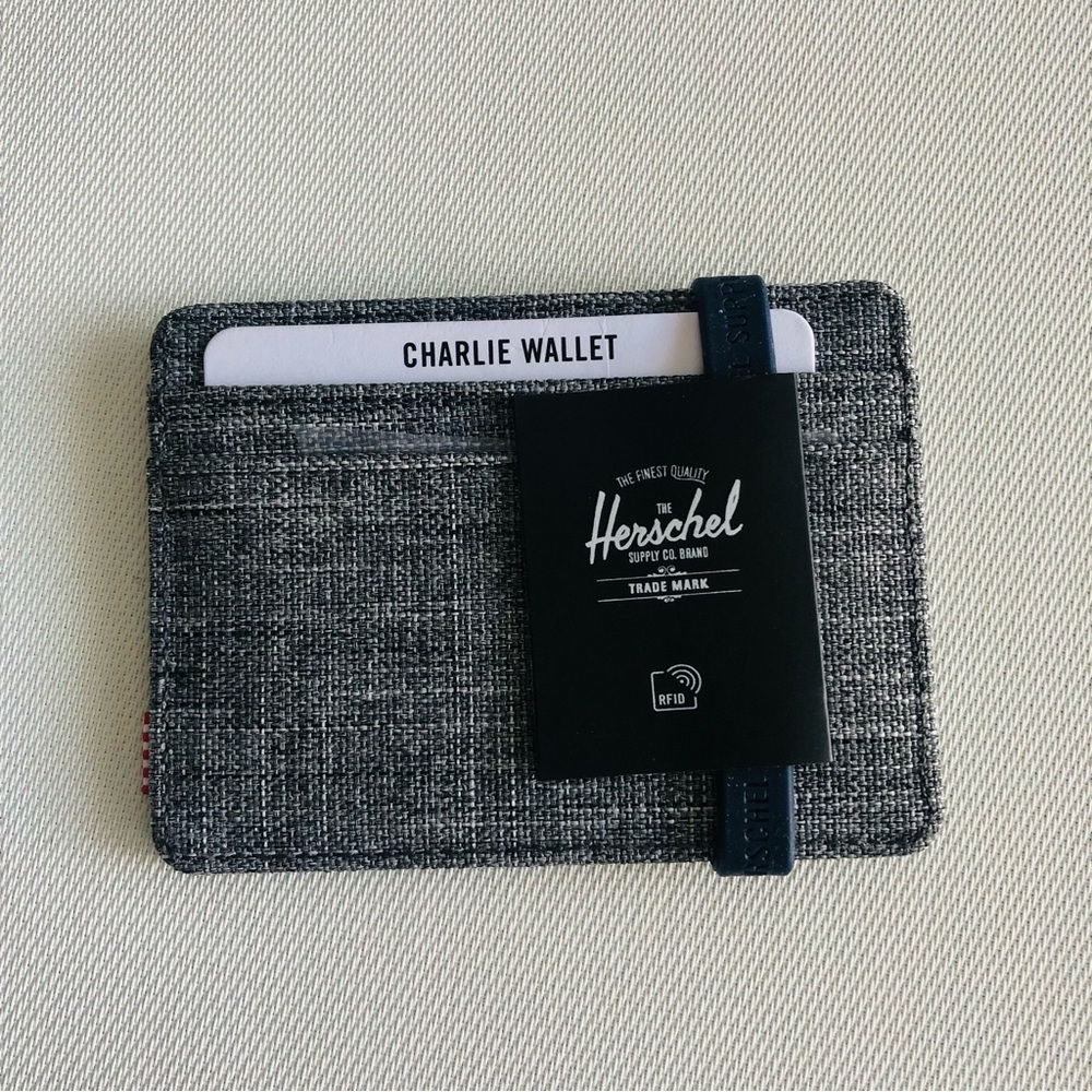 NWT - Herschel Supply Company Charlie Cardholder Wallet in Raven Crosshatch - Picture 8 of 13